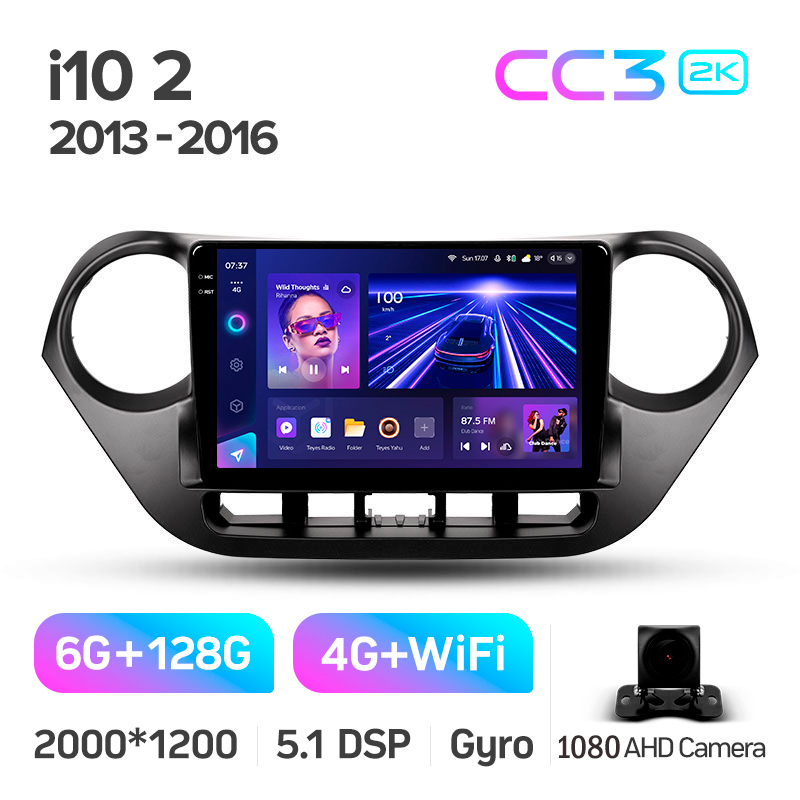 Android head unit Teyes CC3 6+128 Gb Hyundai i10 2013-2016 9" 2k (L1)