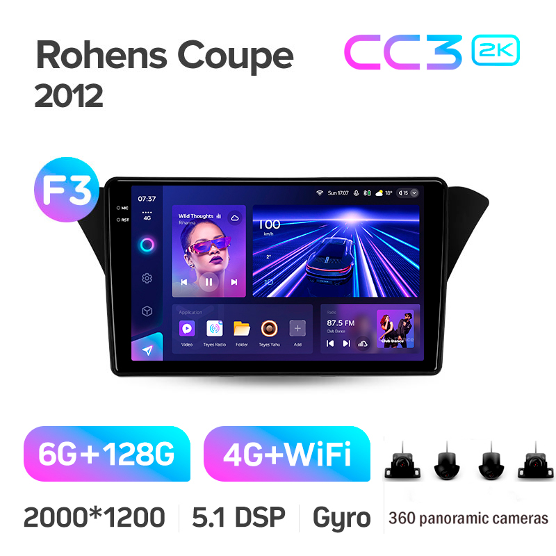 Stacja radiowo-głośnikowa Teyes CC3 6+128 GB z kamerą 360° Hyundai Rohens Coupe (F3) 2012, 9