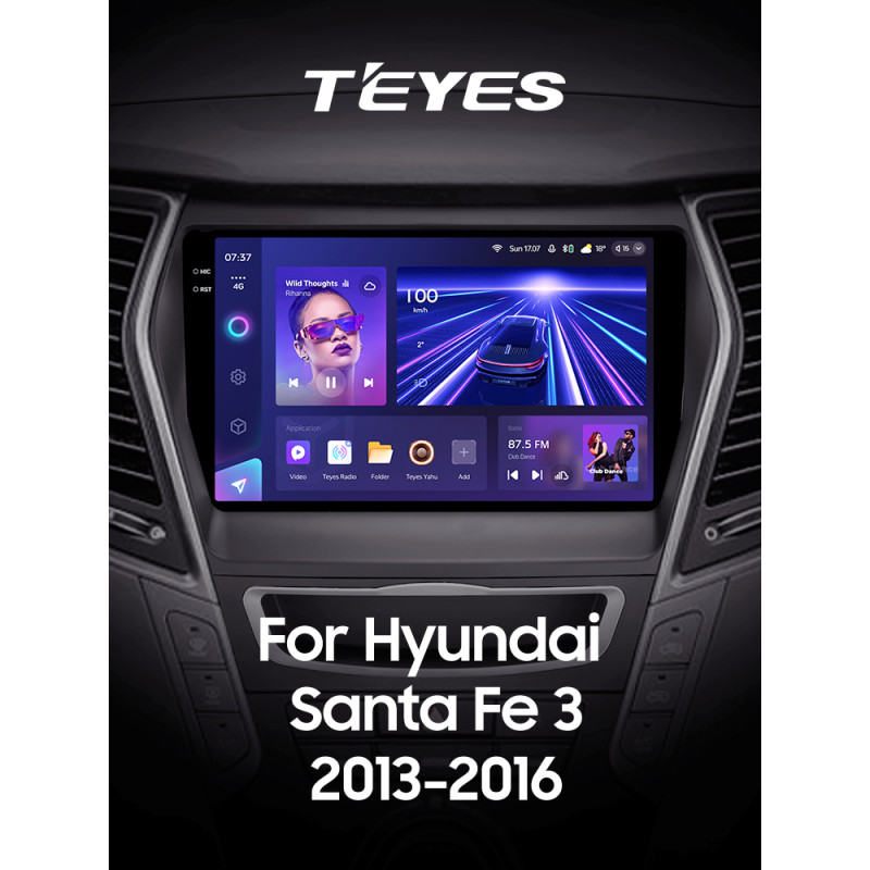 Android head unit Teyes CC3 6+128 Gb Hyundai Santa Fe 3 2013-2016 (C) 9" 2k (L1)