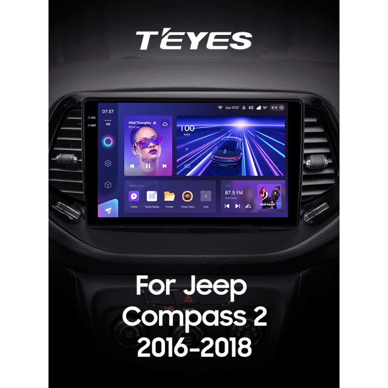 Android head unit Teyes CC3 6+128 Gb Jeep Compass 2 MP 2016-2018 10" 2k