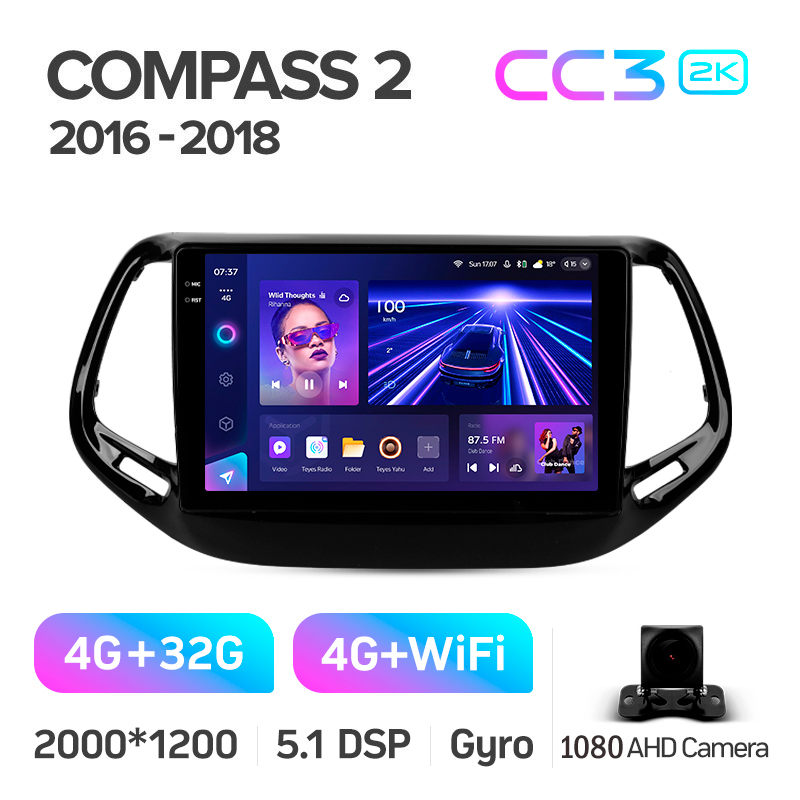 Stamm-Magnetophon Teyes CC3 4+32 GB Jeep Compass 2 MP (2016–2018) 10