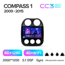 Stamm-Magnetbandgerät Teyes CC3 6+128 GB mit 360°-Rundumsichtkamera für Jeep Compass 1. Generation (2009–2015), 10