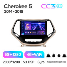 Android head unit Teyes CC3 6+128 Gb with 360° surround view° Jeep Cherokee 5 KL 2014-2018 10" 2k