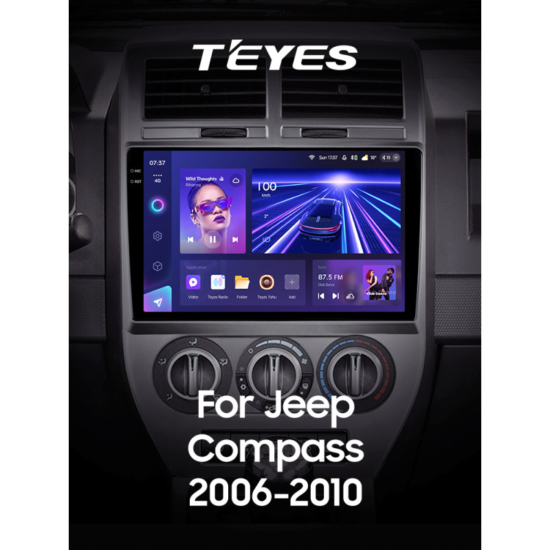 Štátní magnetofon Teyes CC3 6+128 GB s kulovým pohledem 360° pro Jeep Compass 1 MK (2006–2010), 10