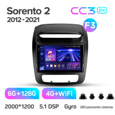 Android head unit Teyes CC3 6+128 Gb with 360° surround view° Kia Sorento 2 II XM 2012 - 2021 (F3) 9" 2k