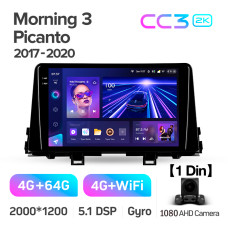 Android head unit Teyes CC3 4+64 Gb Kia Morning 3 Kia picanto (1 Din) 2017-2020 9" 1din 2k