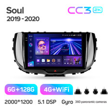 Android head unit Teyes CC3 6+128 Gb with 360° surround view° Kia Soul SK3 2019-2020 9" 2k