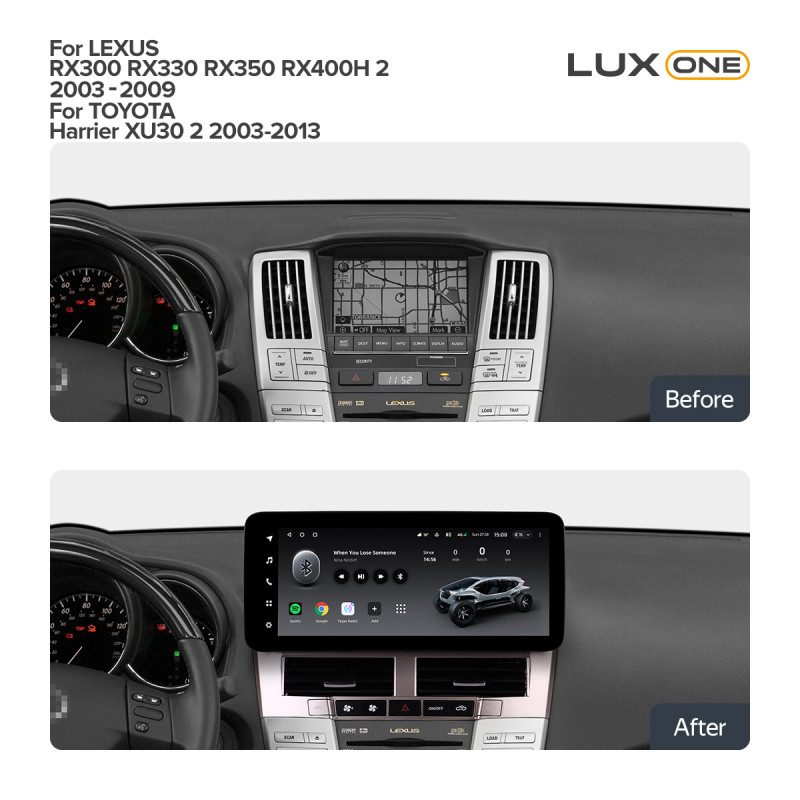 Android head unit Teyes LUX ONE 6+128 Gb Lexus RX300 RX330 RX350 RX400H II 2 2003-2009 For Toyota Harrier XU30 II 2 2003-2013 (B) 12.3" (L3)