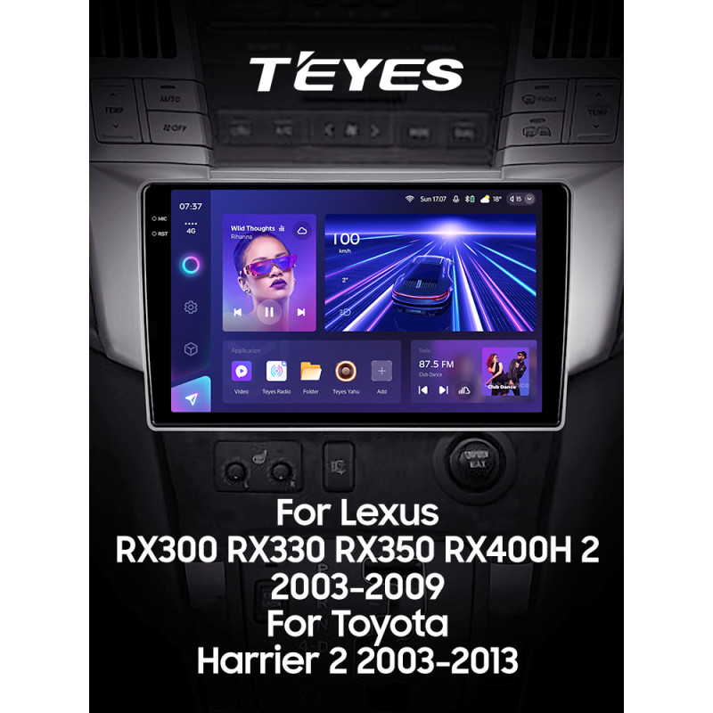 Oryginalna magnetofon Teyes CC3 6+128 GB z panoramicznym wyświetlaczem 360° do Lexusa RX300, RX330, RX350, RX400H oraz Toyoty Harrier 2003-2009, 9