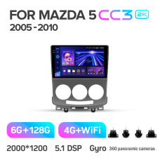 Autorradio de fábrica Teyes CC3 6+128 GB con pantalla panorámica de 360° para Mazda 5 2 CR (2005-2010), 9