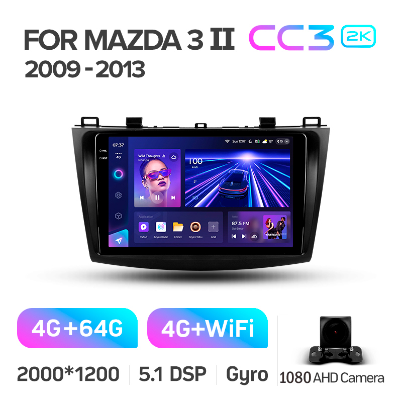 Android head unit Teyes CC3 4+64 Gb Mazda 3 2 2009-2013 9" 2k