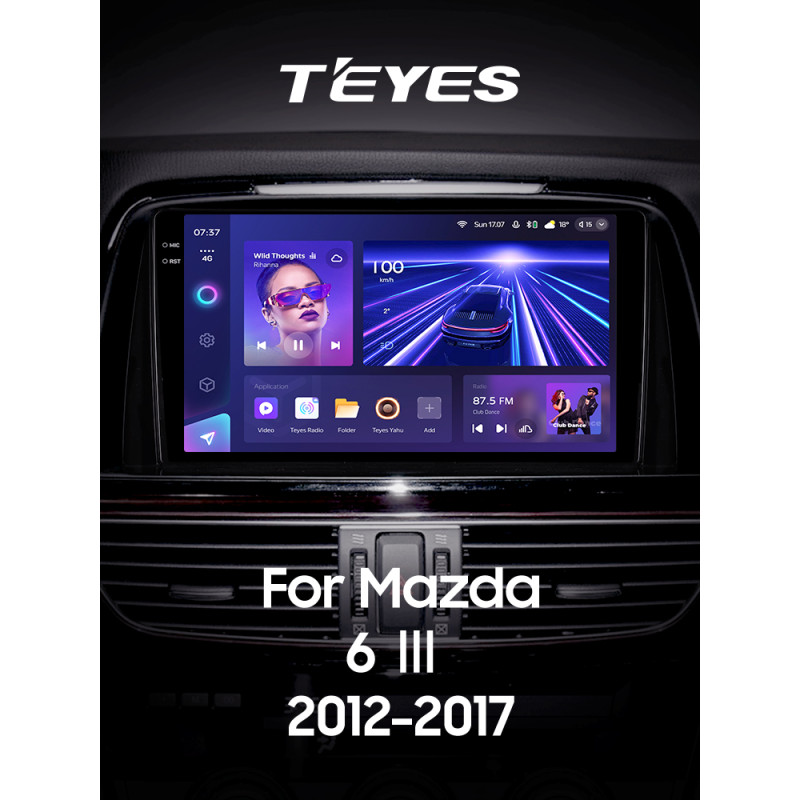 Android head unit Teyes CC3 6+128 Gb with 360° surround view° Mazda 6 Atenza 3 GJ 2012-2015 (B) 9" 2k