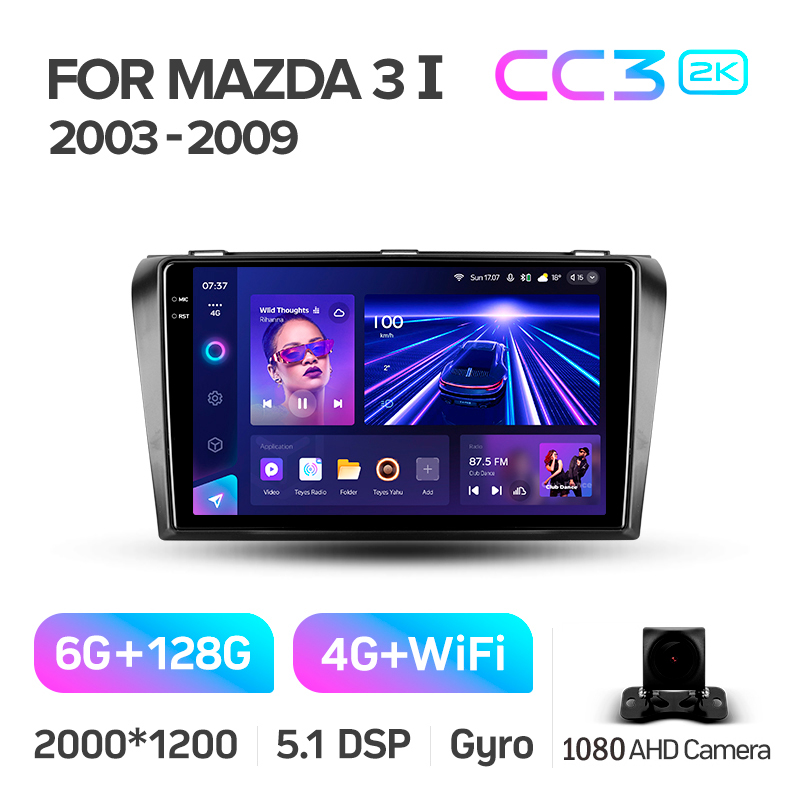 Stacja głośnomówiąca Teyes CC3 6+128 GB do Mazdy 3 1 BK (2003–2009), 9