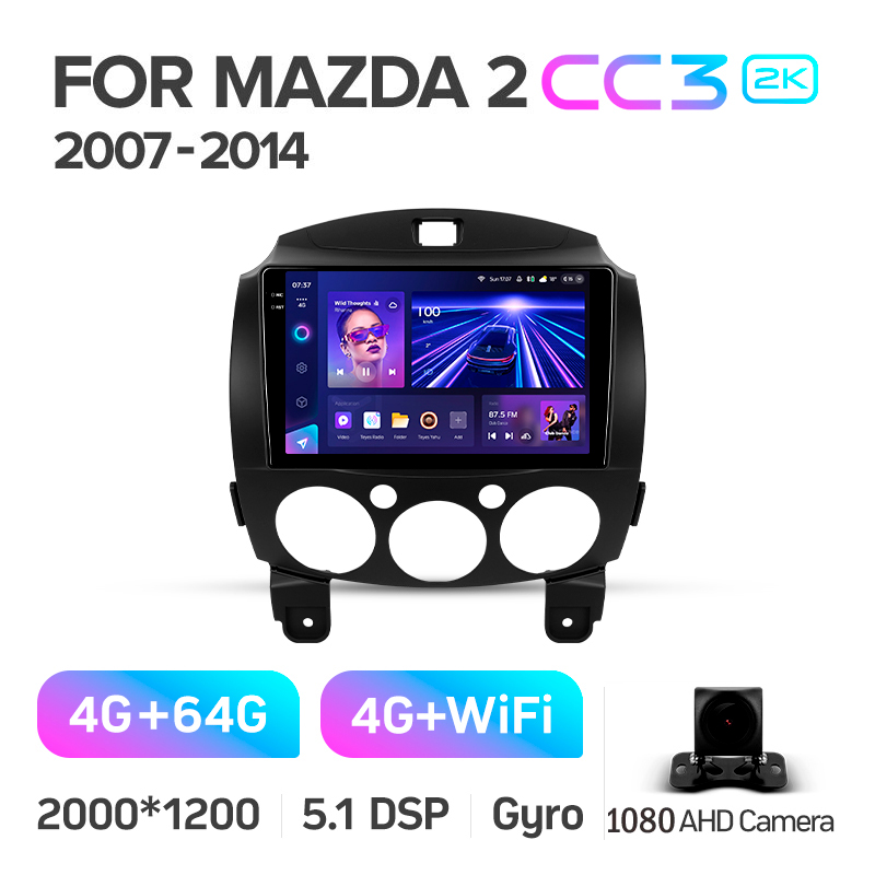 Android head unit Teyes CC3 4+64 Gb Mazda 2 DE 2007-2014 9" 2k