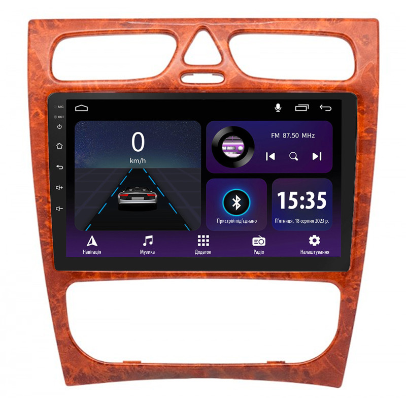 Android head unit SIGMA E9232 ANDROID 10 2+32 Gb Mercedes Benz C Class S203 CL203 W203 2000-2004 wooden 9" (L1)