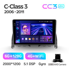 Android head unit Teyes CC3 6+128 Gb Mercedes Benz C Class 3 W204 S204 2006-2011 9" 2k