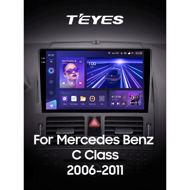 Android head unit Teyes CC3 6+128 Gb with 360° surround view° Mercedes Benz C Class 3 W204 S204 2006-2011 9" 2k