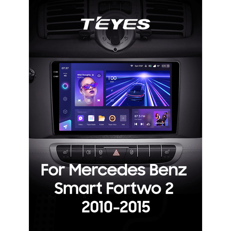 Android head unit Teyes CC3 6+128 Gb with 360° surround view° Mercedes Benz Smart Fortwo 2 2010-2015 (F1) 9" 2k
