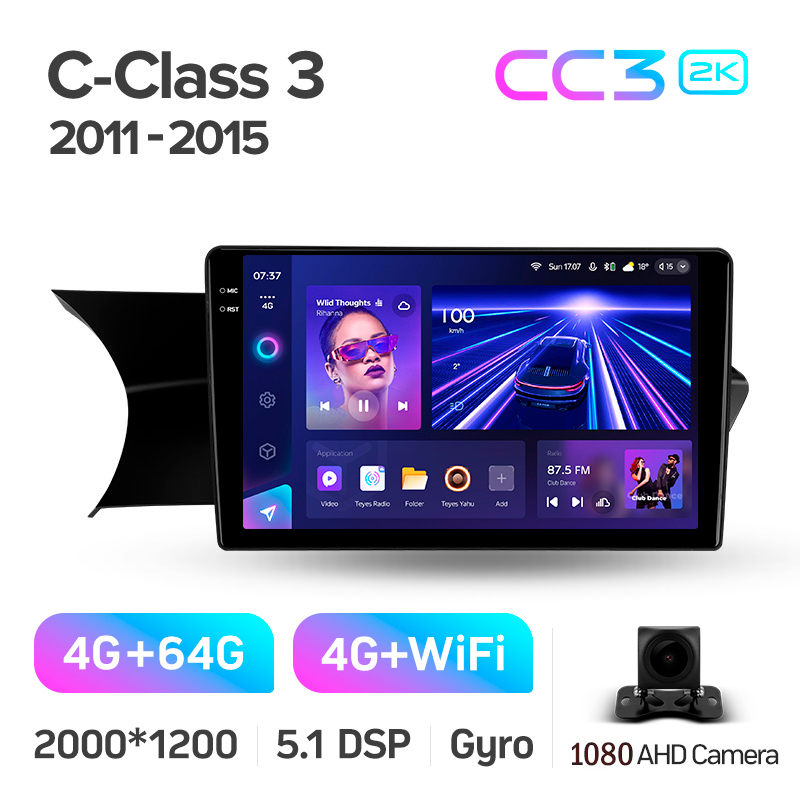 Android head unit Teyes CC3 4+64 Gb Mercedes-Benz C-Class 3 W204 C204 S204 2011-2015 9" 2k (L3)