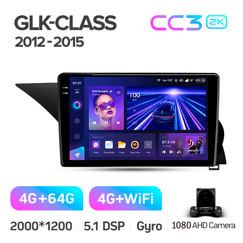 Android head unit Teyes CC3 4+64 Gb Mercedes-Benz GLK-Class X204 2012 - 2015 9" 2k (L3)