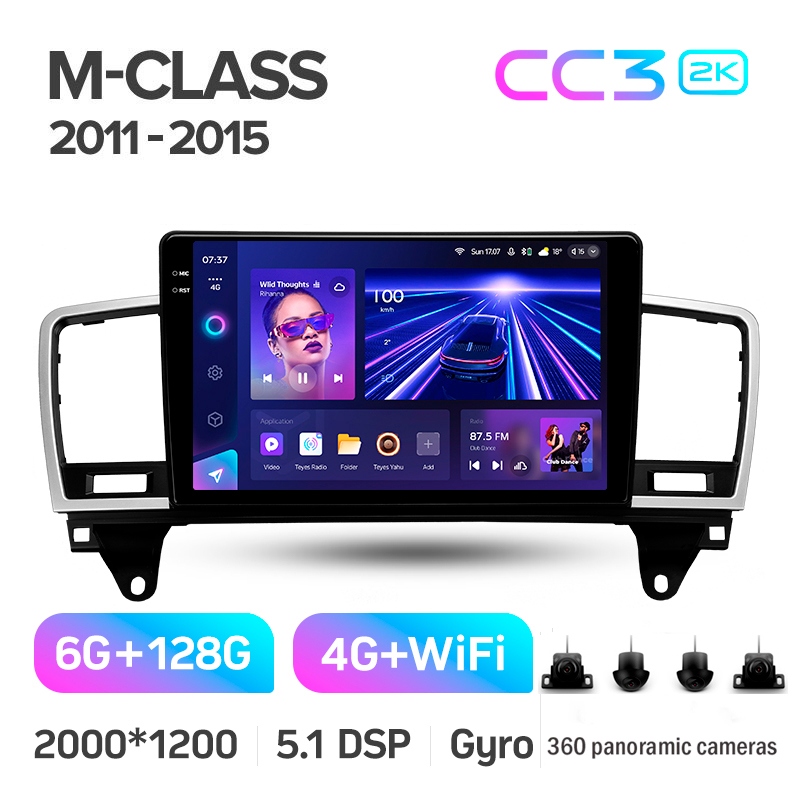 Android head unit Teyes CC3 6+128 Gb with 360° surround view° Mercedes-Benz M-Class M Class W166 ML 2011-2015 9" 2k (L3)