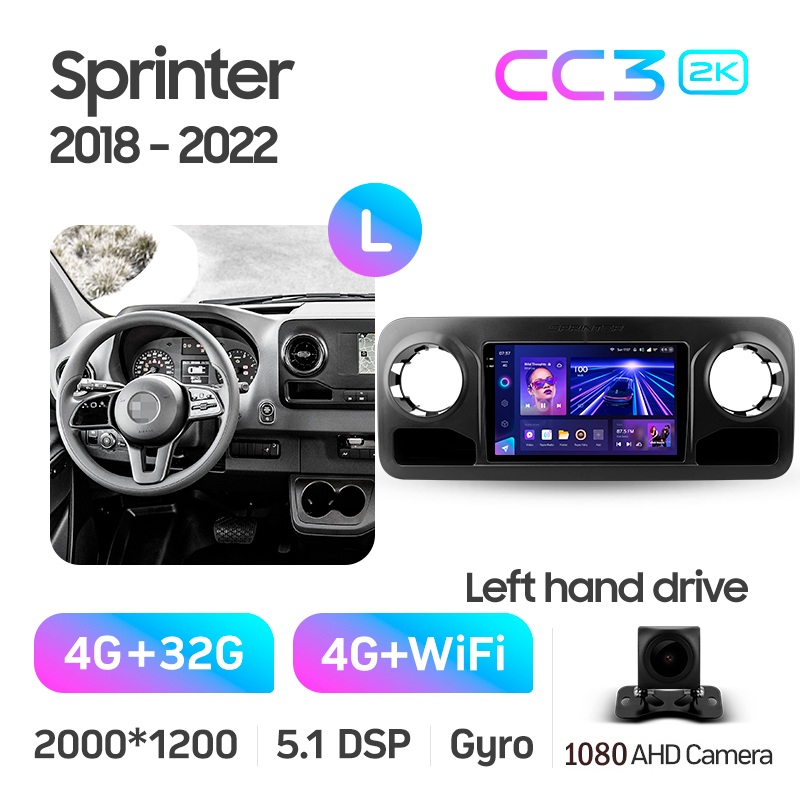 Android head unit Teyes CC3 4+32 Gb Mercedes-Benz Sprinter (F1) 2018-2022 10" 2k (L1)