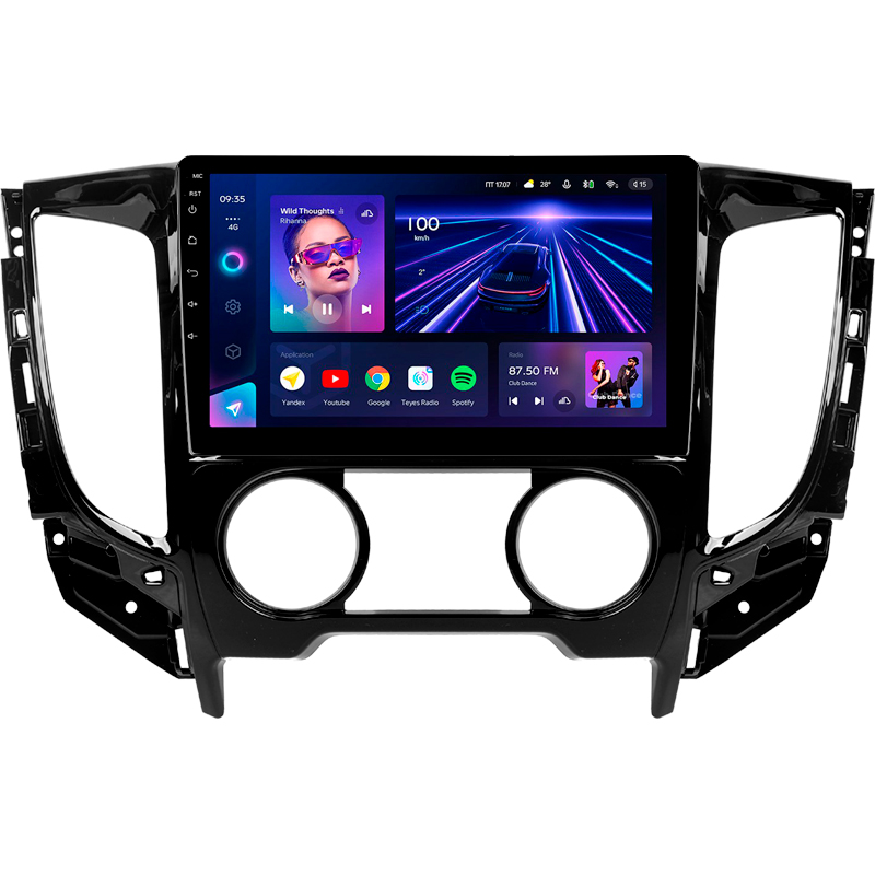 Android head unit Teyes CC3 4+32 Gb Mitsubishi L200 5 (F2) (Automatic air conditioning) 2015-2019 9"