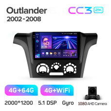 Android head unit Teyes CC3 4+64 Gb Mitsubishi Outlander 1 2002-2008 (F1) 9" 2k