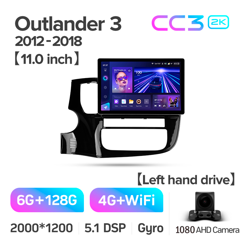 Android head unit Teyes CC3 6+128 Gb Mitsubishi Outlander 3 GF0W GG0W 2012-2018 (A) 11" 2k
