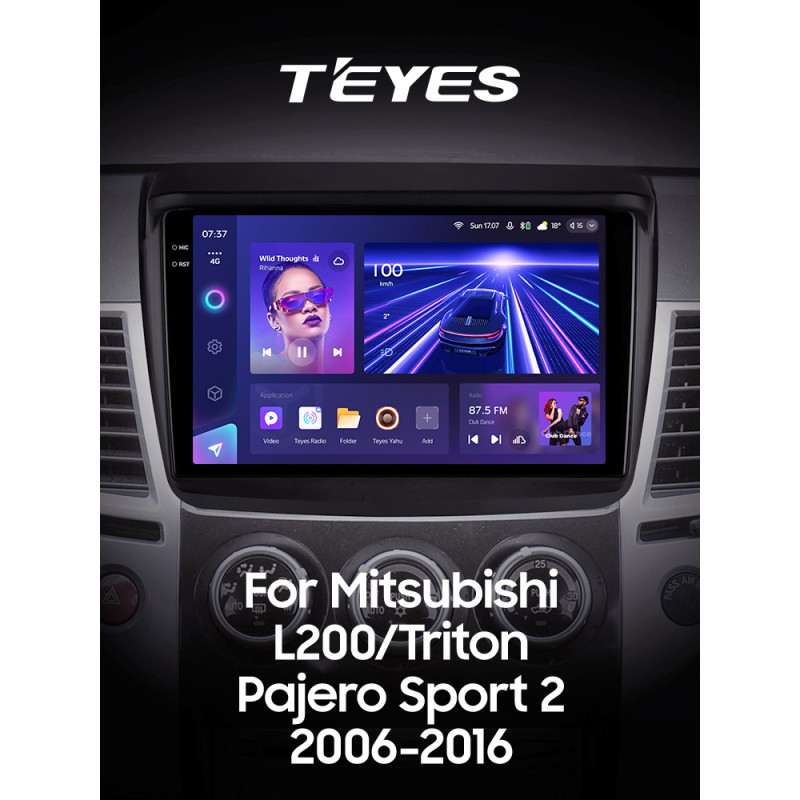 Android head unit Teyes CC3 6+128 Gb Mitsubishi Pajero Sport 2 L200 Triton 2008-2016 9" 2k