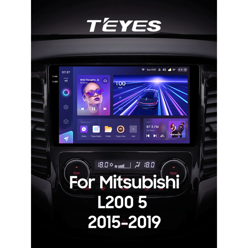 Android head unit Teyes CC3 6+128 Gb with 360° surround view° Mitsubishi L200 5 (F2) (Automatic air conditioning) 2015-2019 9" 2k