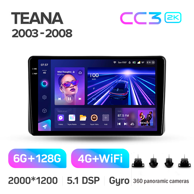Estéreo de fábrica Teyes CC3 6+128 GB con pantalla panorámica 360° para Nissan Teana J31 (2003-2008, F1) 9