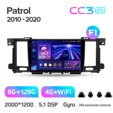 Android head unit Teyes CC3 6+128 Gb with 360° surround view° Nissan Patrol 6 VI Y62 2010-2020 (F1) 9" 2k (L1)