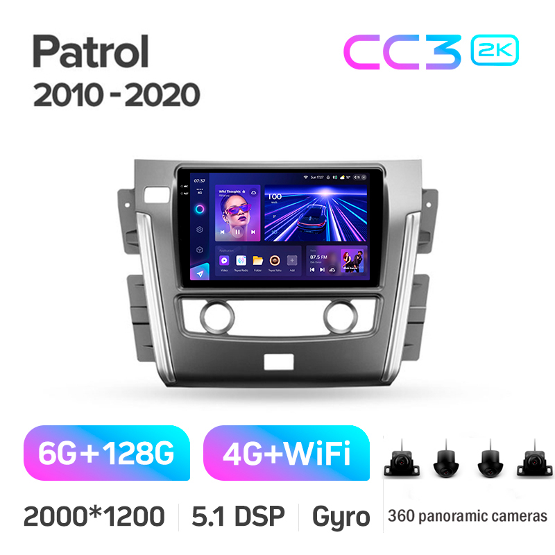 Android head unit Teyes CC3 6+128 Gb with 360° surround view° Nissan Patrol 6 Y62 2010-2020 (F2) 10" 2k