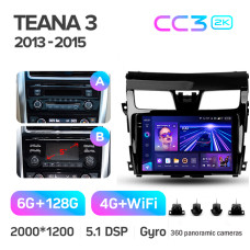 Estéreo de a bordo original Teyes CC3 6+128 GB con pantalla panorámica 360° para Nissan Teana J33 (2013-2015, versión AB), 10