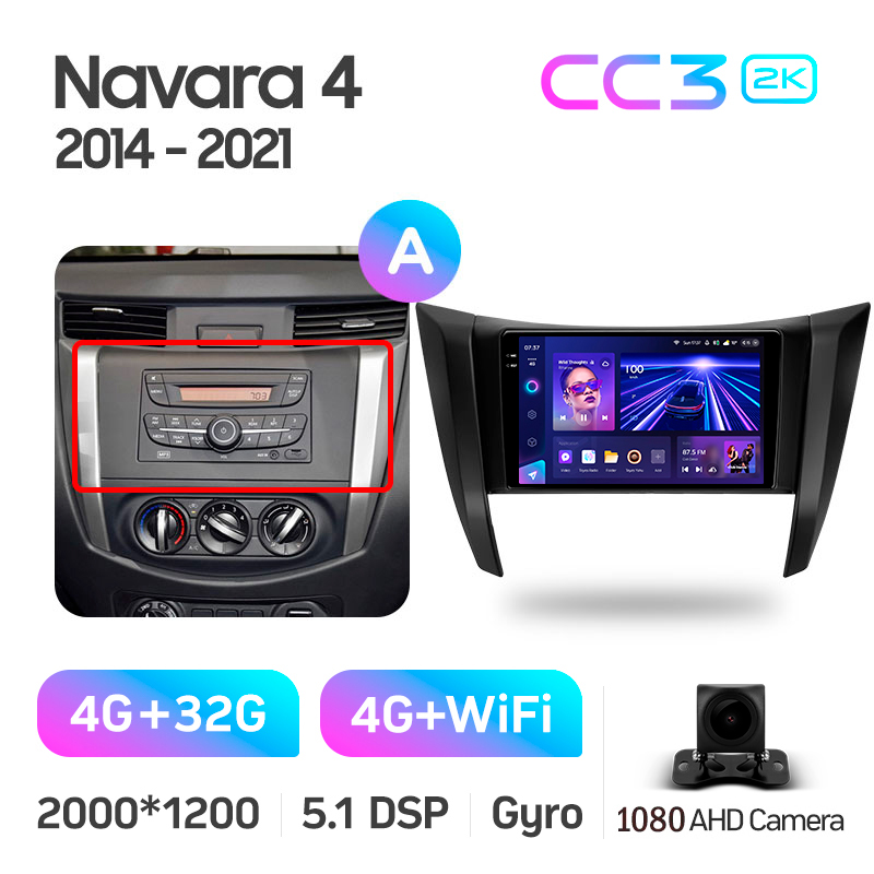 Android head unit Teyes CC3 4+32 Gb Nissan Navara D23 IV 4 2014-2021 (A) 9" 2k