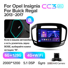 Android head unit Teyes CC3 6+128 Gb Opel Insignia 1 Buick Regal 2013-2017 (B) 9" 2k