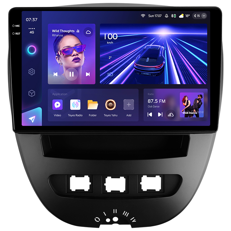 Fest eingebaute Magnetola Teyes CC3 6+128 GB mit 360°-Rundumsicht (Peugeot 107, Toyota Aygo 2005–2014) 10