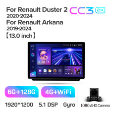 Android head unit Teyes CC3 6+128 Gb Renault Duster HM 2 2020-2023 (F1) 13" 2k