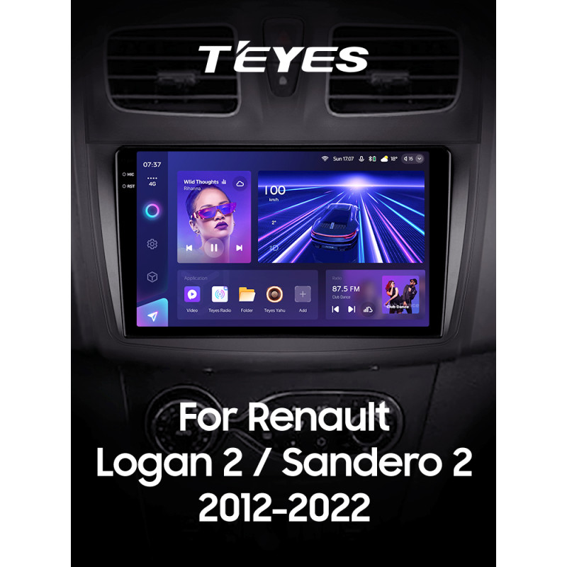 Android head unit Teyes CC3 6+128 Gb with 360° surround view° Renault Logan 2 2012-2022 Sandero 2 2013-2022 (F2) (B) 9" 2k (L1)
