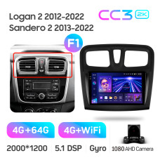 Android head unit Teyes CC3 4+64 Gb Renault Logan 2 2012-2022 Sandero 2 2013-2022 (F1) (A) 9" 2k