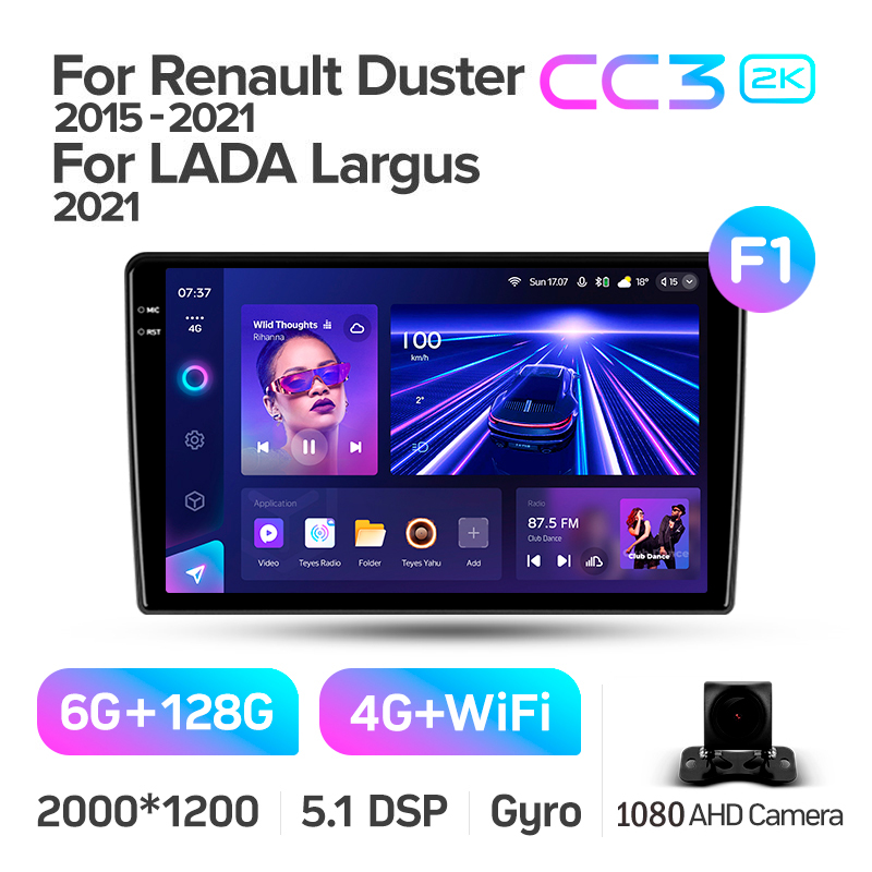 Štátní magnetofon Teyes CC3 6+128 GB pro Renault Duster (F1) 2015–2021 / LADA Largus I 1.2 2021, 9