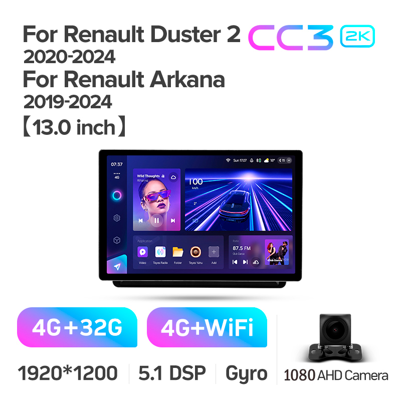Android head unit Teyes CC3 4+32 Gb Renault Arkana 2019-2023 (F2) 13" 2k