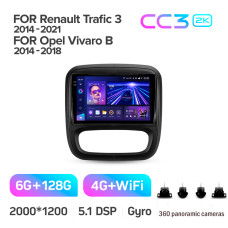 Android head unit Teyes CC3 6+128 Gb with 360° surround view° Renault Trafic 3 2014-2021 / Opel Vivaro B 2014-2018 9" 2k (L1)