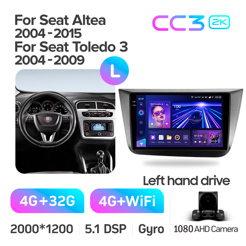 Android head unit Teyes CC3 4+32 Gb Seat Altea 5P (Left hand drive) 2004-2015 9" 2k