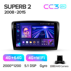 Android head unit Teyes CC3 4+64 Gb Skoda Superb 2 B6 2008-2015 10" 2k