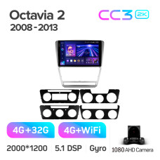 Android head unit Teyes CC3 4+32 Gb Skoda Octavia 2 A5 2008-2013 10" silver 2k