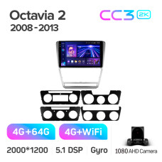 Android head unit Teyes CC3 4+64 Gb Skoda Octavia 2 A5 2008-2013 10" black 2k