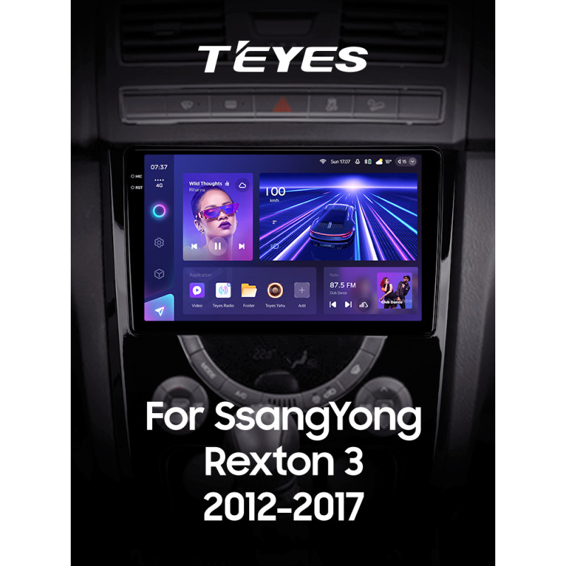 Odtwarzacz multimedialny Teyes CC3 4+64 GB dla SsangYong Rexton Y290 III 3.0 2012–2017, 9 cali, 2K.