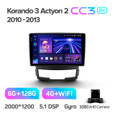 Android head unit Teyes CC3 6+128 Gb SsangYong Korando 3 Actyon 2 2010-2013 9" 2k